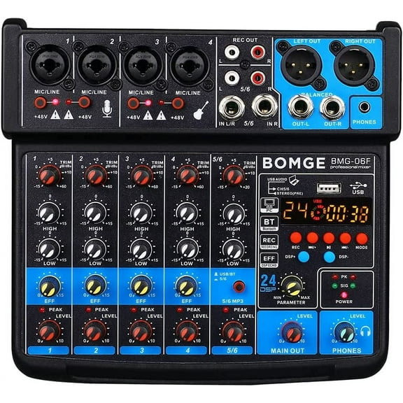 Durable Plastic Audio Sound Mixer Y, 6 -Channel, 9.9"