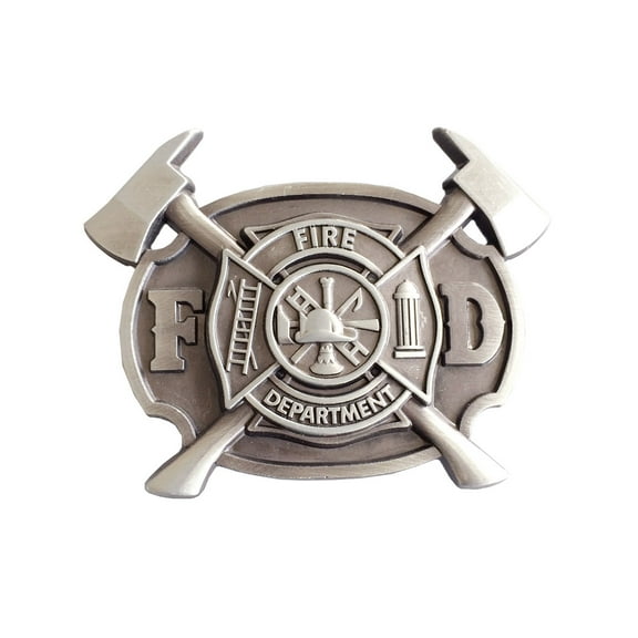 Antique Silver Vintage Style Firefighter FD Cross Belt Buckle