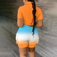 thumbnail image 4 of Edvintorg Women's Sets Streewear Women Two-Piece Color-Blocking V-Neck Short-Sleeved Shirt Short Sets Fashion Casual Suits Orange XL, 4 of 5