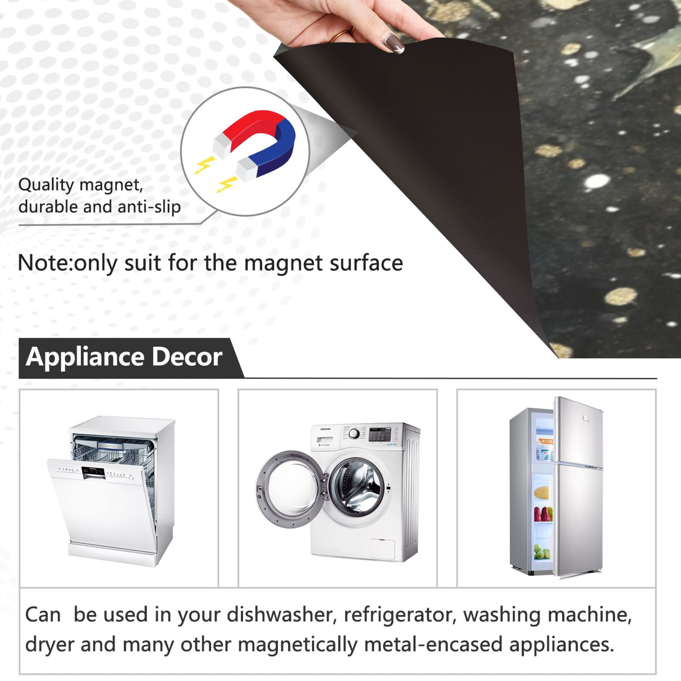 Dishwasher Magnetic Sticker 23x26 Inch Refrigerator Magnetic Sticker Washing Machine Magnetic Sticker Kitchen Panel Magnetic Sticker Home Decor Snowflake Holly and Mistletoe