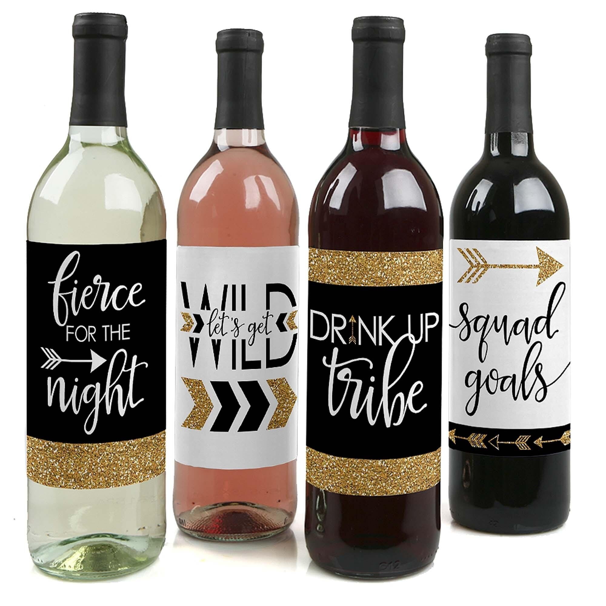 50 Personalized Glossy Wine Bottle Damask Wedding Favor Labels Stickers 4x2" 
