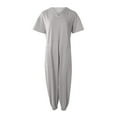 thumbnail image 4 of Kagetolytai Jumpsuits for Women Plus Size Womens Casual V Neck Short Sleeve Zipper Overalls with Pockets Wide Long Jumpsuits (S-5XL) Lounge Sets for Women Light Gray XL, 4 of 6