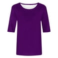 thumbnail image 5 of Summer Half Sleeve T Shirts for Women Plus Size Summer Solid Color Basic Tshirt Casual Round Neck T Shirt Tops Plain Tee Shirts, 5 of 5
