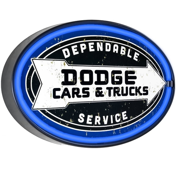 American Art Decor Officially Licensed Dodge Cars and Trucks LED Sign - 10.25" H x 16" L x 1.5" D
