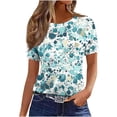 thumbnail image 3 of cocolona Womens Summer Tops Crew Neck Short Sleeve Floral Print T-shirts Dressy Casual Blouses Basic Pullover Tees, 3 of 5