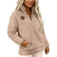 thumbnail image 2 of NuoCaiYun High-Neck Tops Women'S Solid-Color Fleece Pullover Sweatshirt with Half-Zip and Slash Pockets Long-Sleeve, 2 of 6