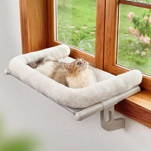Reposadera para Gatos Zoratoo para Alféizar con Cojín Grande Blanco M