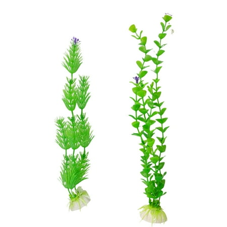 Unique Bargains Unique Bargains Fish Tank Ornamental Plastic Upright Aquatic Grasses Weeds 2 Pcs