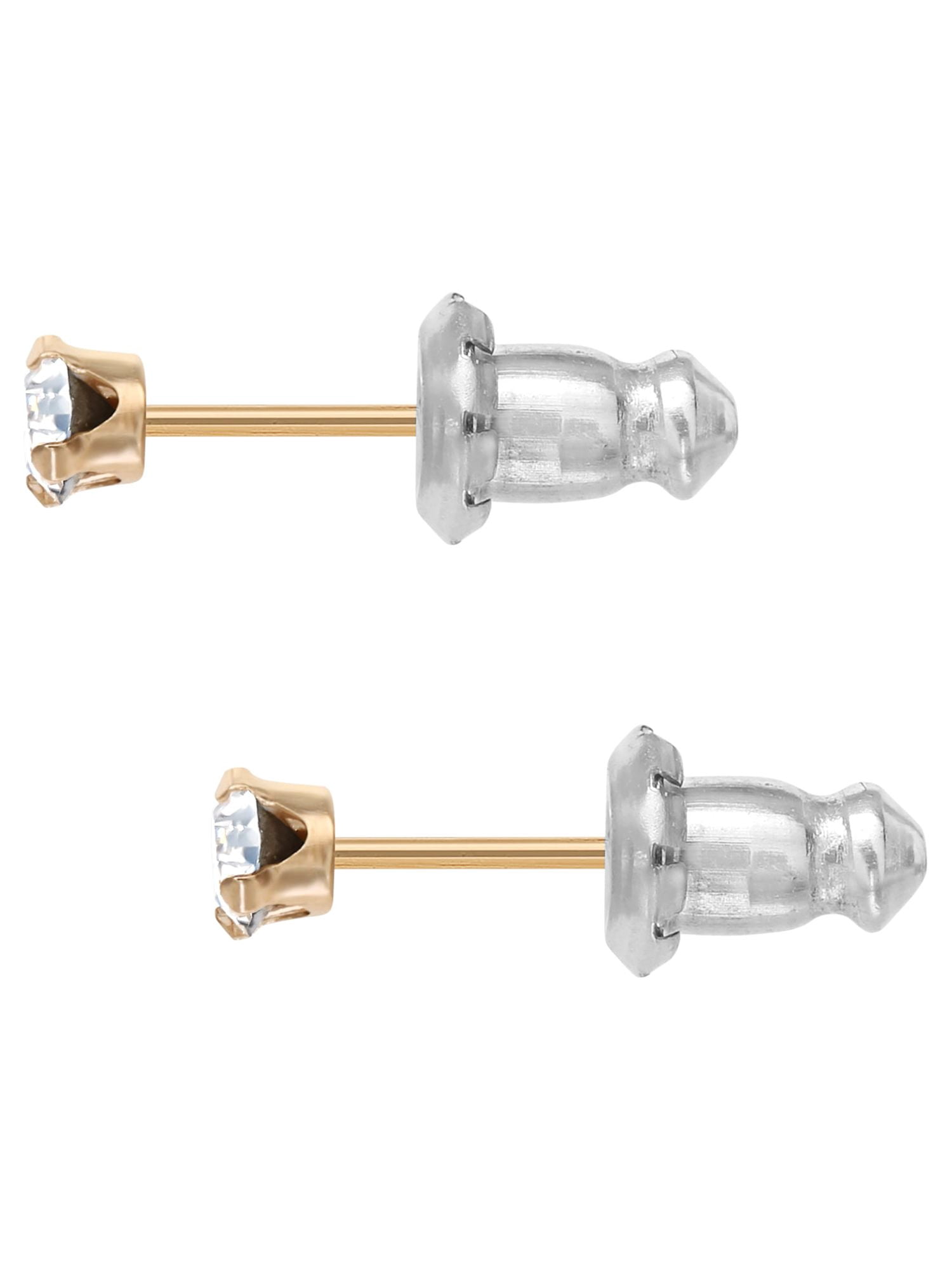 Brilliance Fine Jewelry 14K Yellow Gold Girl's April Crystal Stud Earrings