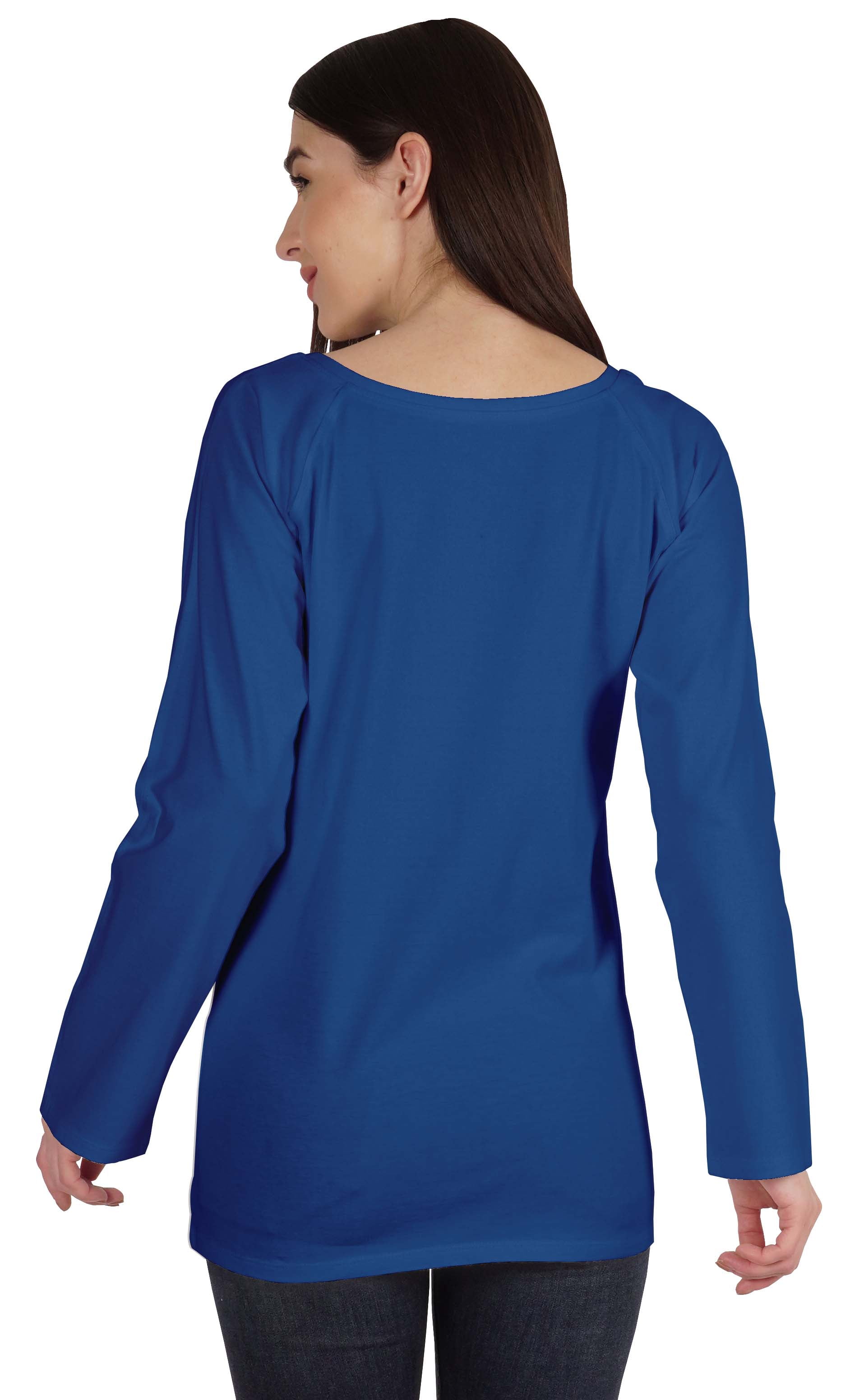 Inkmeso Solid Raglan Full Sleeve T-shirt For Women Scoop Neck Baseball Tee Casual Tops