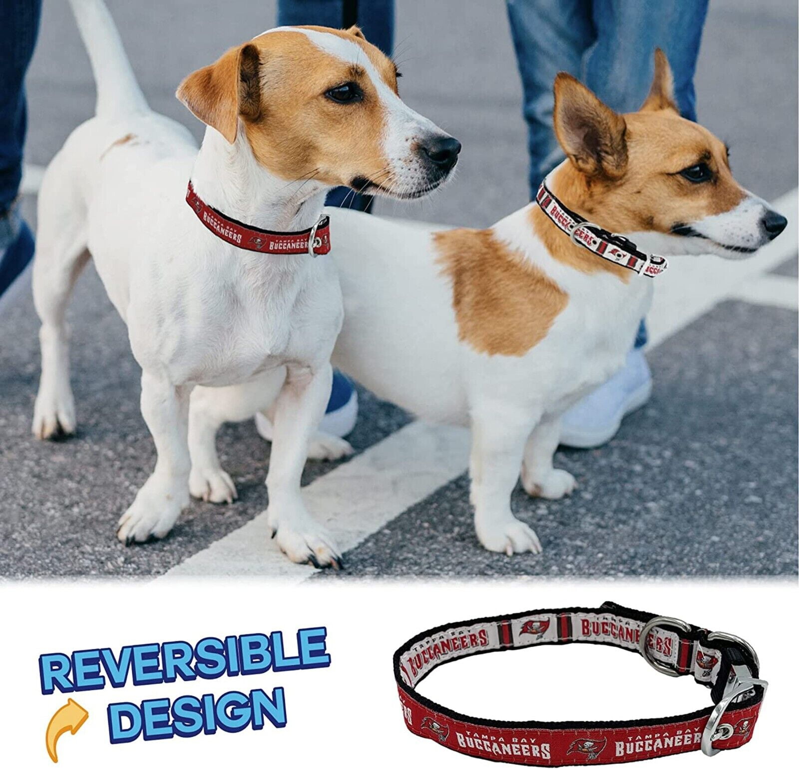 Pets First Tampa Bay Buccaneers Reversible Collar Reversible NFL Dog Collar Premium Two-Sided Pet Collar with NFL Logo, Large
