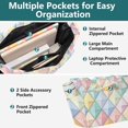 thumbnail image 3 of FORMRS Tote Bag for Women Quilted Large Capacity Travel Work Carry On Shoulder Handbag, Colorful Geometric, 3 of 7