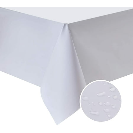 

XIACOCO-Rectangle Vinyl Tablecloth 100% Waterproof Oil Proof Spill Proof Pvc Table Cloth Wipe Clean Table Cover For Kitchen Dining Picnic 54 X 84 Inch White