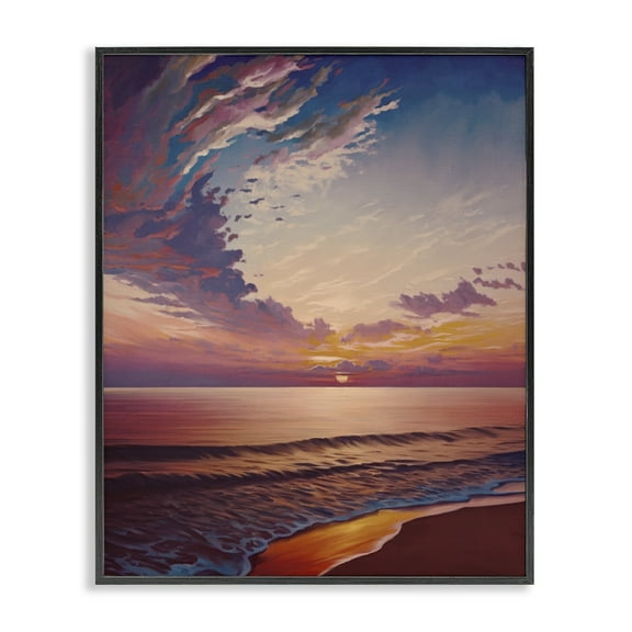 Stupell Industries Fabulous Sunset at Beach Nautical & Beach Painting Black Framed Art Print Wall Art, 11 x 14