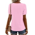 thumbnail image 5 of Women's Short Sleeve Tops Summer V Neck Tshirts Linen Vintage Casual Tees, Pink XL, 5 of 7