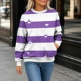 thumbnail image 6 of Smsaxvxz Oversize Sweatshirts for Women Casual Floral Printed Crewneck Long Sleeve Pullover Tops Fall Winter Fashion Outfits Clothes Purple M, 6 of 6