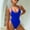 Blue, variant on HUPOM Two Piece Swimsuit For Women Mid Waist Sheath One-Piece High Cut Fashion Underwire Swimwear Clearance Black size 4