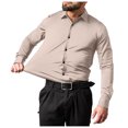 thumbnail image 2 of XDZJLR Mens Shirts Dress Solid Long Sleeve Stretch formal Business Button Down Tops, 2 of 4