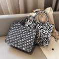 thumbnail image 4 of Bolso de mano informal para fiesta de chicas, bolso de mano para mujer, bolso de lona, bolso de mano con bolsillo para libros de estudiante, bolso de moda con decoración de cebra, 4 of 5