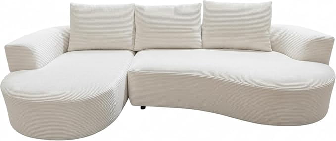 Curved Modular Sectional Couch 2 Piece Set with Pillows, Minimalist Ergonomic Living Room Furniture