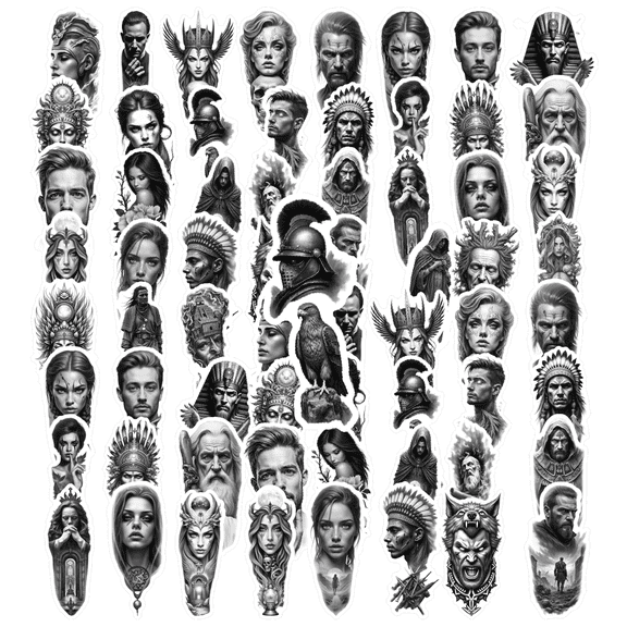 35pcs Gothic Stickers Skull Portrait Decorative Stickers Mystical Stickers for Luggage Fridge Suitcase