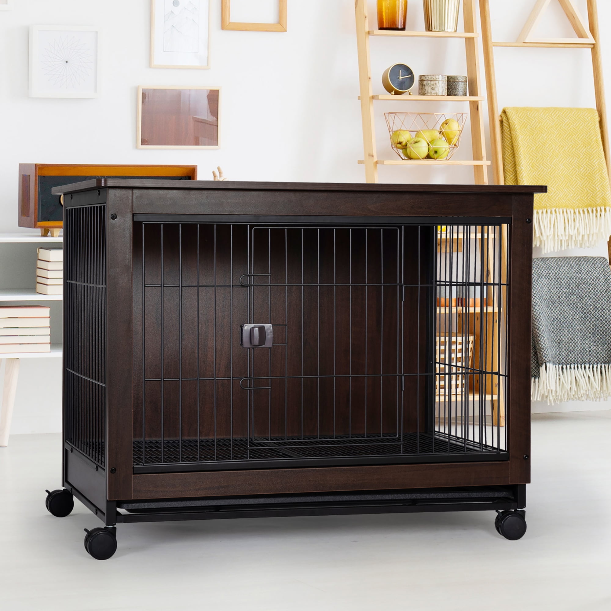 Seizeen 2In1 Dog Crate Furniture & End Table, 39"L Wooden Dog Cages