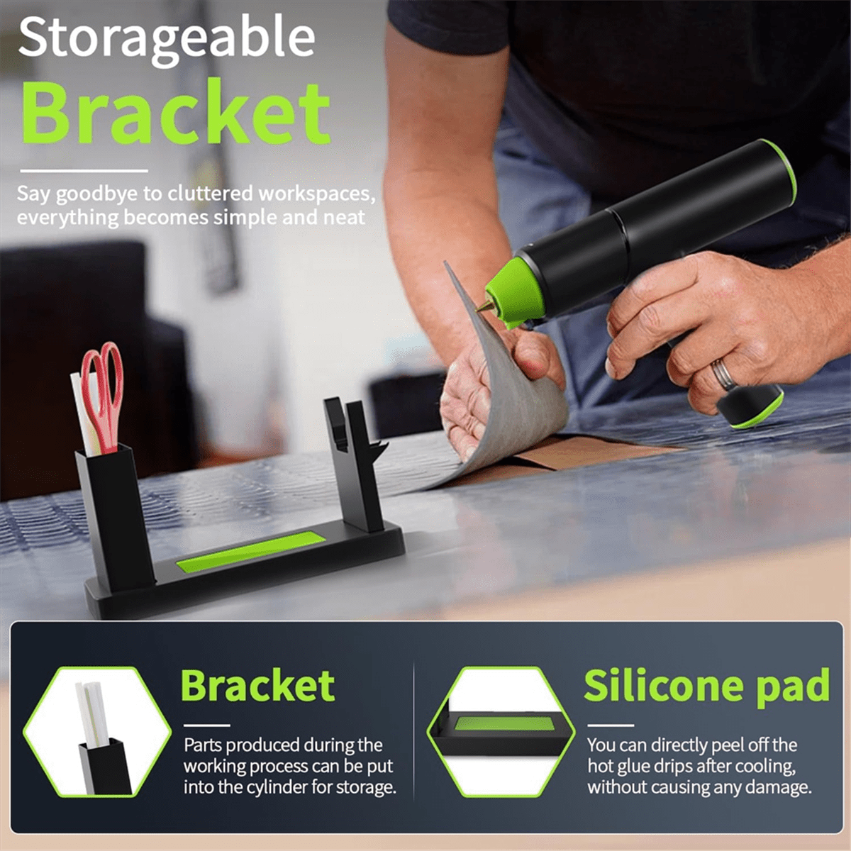 Hot Glue GunSet, Cordless Glue Gunwith Stand USB Rechargeable Preheating Auto Shutoff Hot Melt Glue GunTool for DIY
