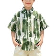 thumbnail image 2 of Twczz Boys Hawaiian Shirts with Pocket- Short Sleeve Summer Beach Casual Button Down Floral Shirts Green Size 12, 2 of 7