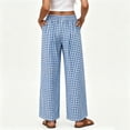 thumbnail image 4 of Maplenight Womens Plaid Pants Wide Leg Elastic High Waist Pleated Casual Pants Summer Vacation Office Trousers with Pockets, 4 of 6