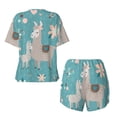 thumbnail image 2 of Sigee Teal Mama Llama for Sleepwear Casual Pjs with Pockets Women's Pajamas Sets Shorts 2 Piece Short Sleeve Lounge Sets X-Large, 2 of 9
