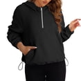 thumbnail image 2 of Ashirexll Hoodies for Women, Half Zipper Sweatshirts Long Sleeve Cropped Hoodie Winter Warm Pullover Tops with Pockets Black XXL, 2 of 7