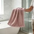 thumbnail image 5 of HOZVOMI Striped Corals Fleece Towel for Face Washing Bathing Drying Hair Soft Absorbent Comfortable Design Ideal for Everyday Use, 5 of 6