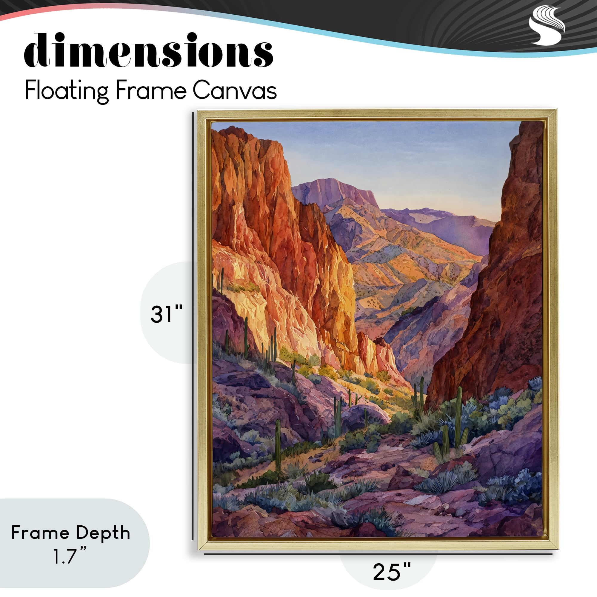 Stupell Industries Western Colors Canyon Gold Framed Floater Canvas Wall Art, design by Franklyn Gregory