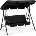thumbnail image 1 of ZYPPPA  3-Seat Patio Swing Chair, Outdoor Canopy Porch with Adjustable Canopy & Removable Cushion, Hanging Glider Lounge Chair for Patio, Garden, Yard, Porch - Black, 1 of 9