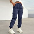 thumbnail image 5 of HKYNLAG Womens Cargo Pants Casual Lightweight Hiking Pants Drawstring Elastic Waist Joggers with Pockets Navy XL, 5 of 8