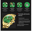 thumbnail image 4 of Relojes Lujoso Para Hombres Oro Correa Cuarzo Impermeable Xtellar verde, 4 of 4