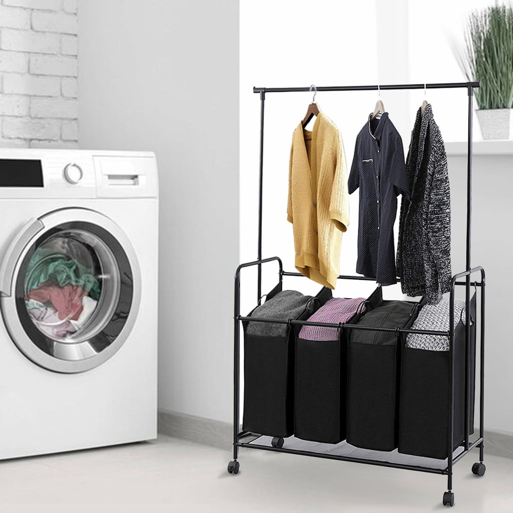 laundry sorter with hanging bar