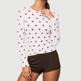 thumbnail image 2 of Norvella Womens Polka Dot T Shirt Crew Neck Long Sleeve Slim Fit Stretch Casual Tee Everyday Fall Layering Top, 2 of 5