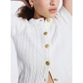 thumbnail image 5 of Free Assembly Women's and Women's Plus Cable Knit Cardigan Sweater with Short Sleeves, Lightweight, Sizes XS-4X, 5 of 6