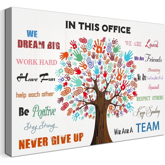 Positive Wall Art for Office Affirmations Quotes Wall Décor Abstract Tree Pictures Framed Canvas Artwork for Home Office Bedroom Bookroom Decoration Aesthetic Room Inspirational Gifts 12"x16"