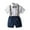 Navy, variant on Odeerbi 2025 Boys Gentlemen's Clothing Summer Short Sleeve Top Bib Shorts Tie Four-piece Set
