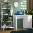 thumbnail image 2 of Madesa 2-Piece Home Office & Study Furniture Set: 43" Compact Computer Desk with Storage and Drawer + 24" 5-Tier Ladder Shelf for Pantry, Books, & Utilities – White, 2 of 7