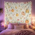 thumbnail image 2 of Blush and Orange Pumpkins Among Pastel Florals, Romantic Watercolor for Botanical Lovers, Garden Wall Art, Mother's Day Gift, Tapestry Wall Hanging for Bedroom and Living Room, 2 of 7
