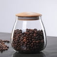thumbnail image 2 of 13oz Clear Glass Storage Canister Holder with Airtight Bamboo Lid, Cute Modern Round Decorative Container Jar for Coffee, Spice, Candy, Salt, Cookie, Condiment, Pepper, Sugar, 2 of 8