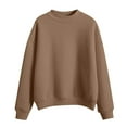 thumbnail image 2 of Dowegor Women's Solid Color Round Neck Oversized Sweatshirt Loose Fit Long Sleeve Light Sweatshirt Loose Blouse Women Sweatshirt Long Sleeve Pullover for Women Womens Hoodies Pullover Khakiaki Xl, 2 of 3