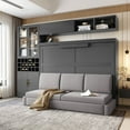 thumbnail image 3 of Miekor Furniture Full Size Murphy Bed Wall Bed with Sofa , Shelves USB & Light ,Gray MK0033, 3 of 12