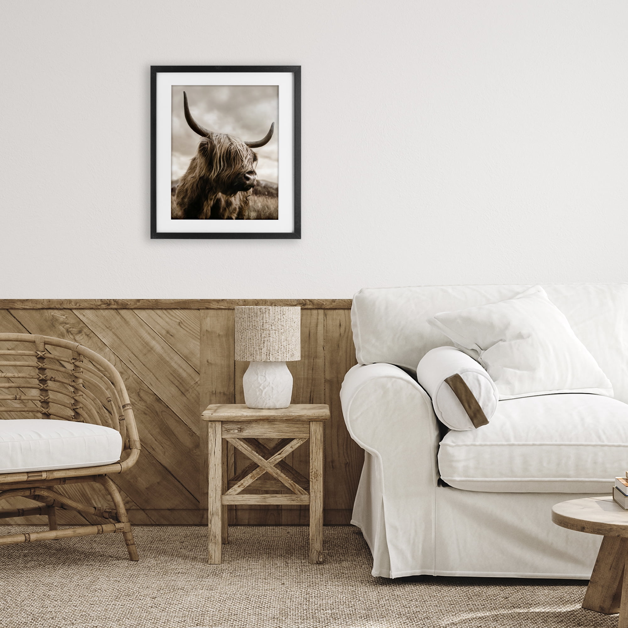 Stupell Industries Highland Cow on Windswept Moor Black Framed Print Under Glass, design by CAD Designs