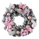 thumbnail image 1 of Guirnalda navideña para puerta, accesorios, manualidades, centros de mesa con lazo rosa 30 cm de diámetro, 1 of 9