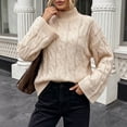 thumbnail image 3 of ShomPort Womens Oversized Sweater Turtleneck Cable Knit Soft Long Sleeve Pullover Fall Winter Sweaters Casual Tops, 3 of 7