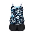 thumbnail image 7 of FDGIU Women's 3-Piece Floral Print Tankini Swimsuit, V-Neck Racerback Tank Top with Built-in Bra and Boyshorts Tummy Control Bathing Suit for Beach Pool, 7 of 7